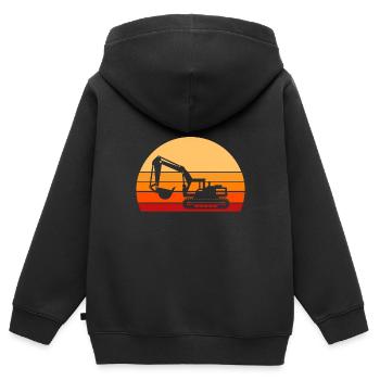 Vintage Bagger Schaufel Baustelle Bauarbeiter - Kinder Premium Organic Zip Hoodie - Schwarz - Hinten - AI Model Kid Male (0cm)