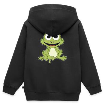 Grenouille quark animal faune nature forêt grenouilles - Sweat Premium à capuche zippé enfant bio - noir - Dos - AI Model Kid Male (0cm)
