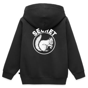 Eichhörnchen Nüsse - Kinder Premium Organic Zip Hoodie - Schwarz - Hinten - AI Model Kid Male (0cm)