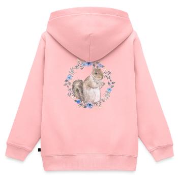 Eichhörnchen - Kinder Premium Organic Zip Hoodie - Rosa - Hinten - AI Model Kid Female (0cm)