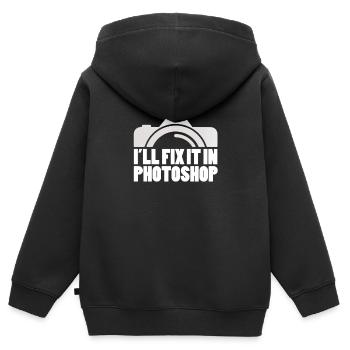 Fotografieren - Kinder Premium Organic Zip Hoodie - Schwarz - Hinten - AI Model Kid Male (0cm)