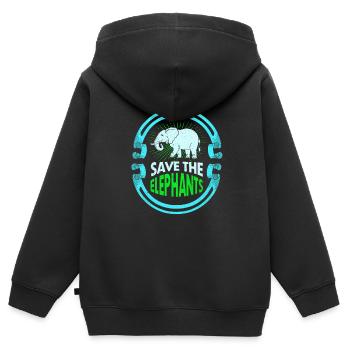 Eléphant - Sweat Premium à capuche zippé enfant bio - noir - Dos - AI Model Kid Male (0cm)
