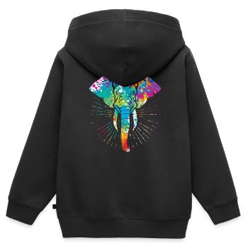 Eléphant - Sweat Premium à capuche zippé enfant bio - noir - Dos - AI Model Kid Male (0cm)
