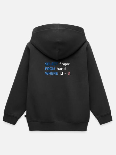 Lustiges SQL Mittelfinger Programmierer - Kinder Premium Organic Zip Hoodie - Schwarz