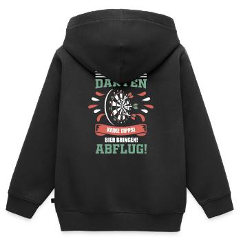 Fléchettes fléchettes - Sweat Premium à capuche zippé enfant bio - noir - Dos - AI Model Kid Male (0cm)
