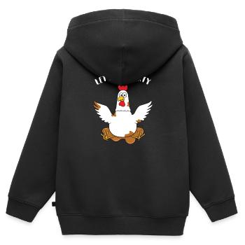 Bauernhof Kinder Spielplatz Huhn - Kinder Premium Organic Zip Hoodie - Schwarz - Hinten - AI Model Kid Male (0cm)