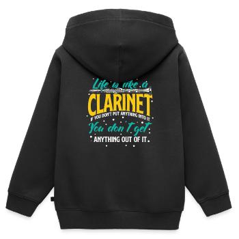 clarinette - Sweat Premium à capuche zippé enfant bio - noir - Dos - AI Model Kid Male (0cm)