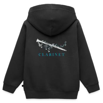 Klarinette Instrument - Kinder Premium Organic Zip Hoodie - Schwarz - Hinten - AI Model Kid Male (0cm)