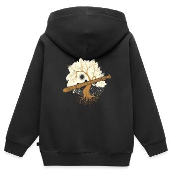 flûte - Sweat Premium à capuche zippé enfant bio - noir - Dos - AI Model Kid Male (0cm)