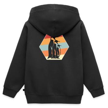 manchot - Sweat Premium à capuche zippé enfant bio - noir - Dos - AI Model Kid Male (0cm)