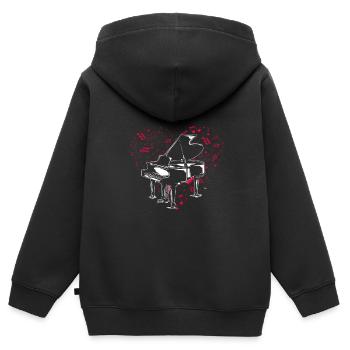 Klavier - Kinder Premium Organic Zip Hoodie - Schwarz - Hinten - AI Model Kid Male (0cm)