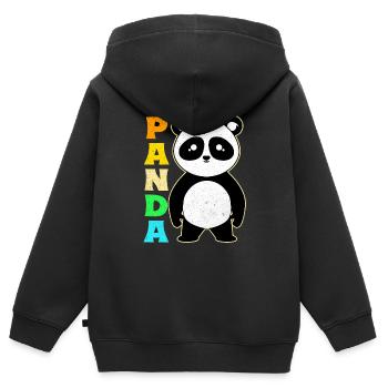 Panda - Kinder Premium Organic Zip Hoodie - Schwarz - Hinten - AI Model Kid Male (0cm)