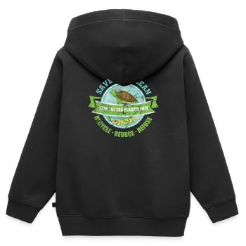 Umwelt Umweltschutz - Kinder Premium Organic Zip Hoodie - Schwarz - Hinten - AI Model Kid Male (0cm)