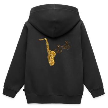 Saxophon Instrument - Kinder Premium Organic Zip Hoodie - Schwarz - Hinten - AI Model Kid Male (0cm)