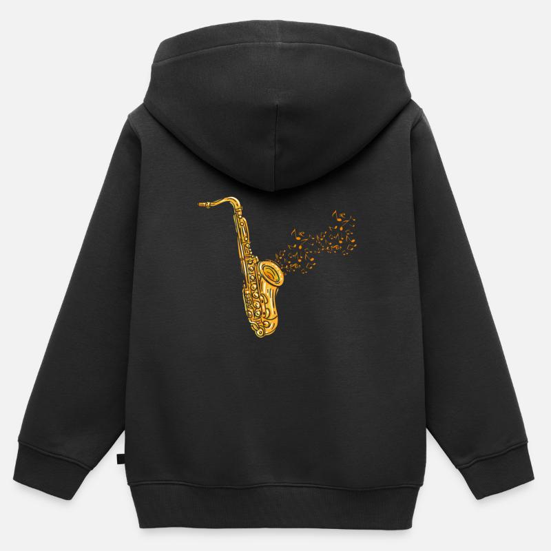 Instrument de saxophone - Sweat Premium à capuche zippé enfant bio - noir