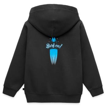 Surfbrett blau - Kinder Premium Organic Zip Hoodie - Schwarz - Hinten - AI Model Kid Male (0cm)