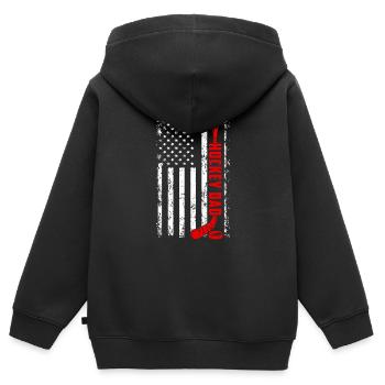 hockey dad - Kinder Premium Organic Zip Hoodie - Schwarz - Hinten - AI Model Kid Male (0cm)