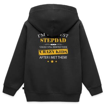 Meilleur beau-père - Sweat Premium à capuche zippé enfant bio - noir - Dos - AI Model Kid Male (0cm)