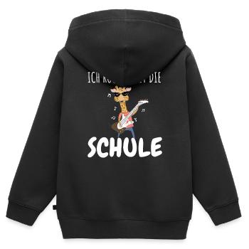 Ich rocke jetzt die Schule | Giraffe Schulkind - Kinder Premium Organic Zip Hoodie - Schwarz - Hinten - AI Model Kid Male (0cm)