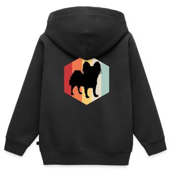 Papillon Hund Zwergspaniel Hundefreund Haustier - Kinder Premium Organic Zip Hoodie - Schwarz - Hinten - AI Model Kid Male (0cm)