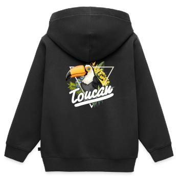 Tukan Amants - Sweat Premium à capuche zippé enfant bio - noir - Dos - AI Model Kid Male (0cm)