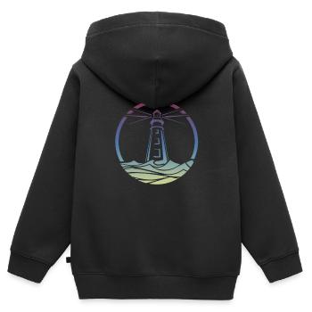 Leuchtturm bunt - Sweat Premium à capuche zippé enfant bio - noir - Dos - AI Model Kid Male (0cm)