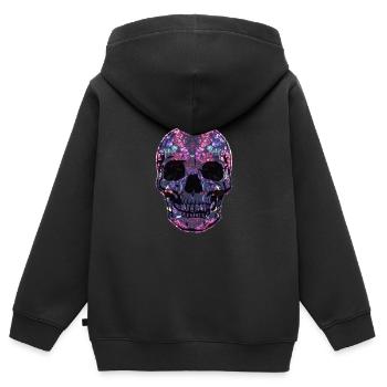 Totenschädel Flora - Sweat Premium à capuche zippé enfant bio - noir - Dos - AI Model Kid Male (0cm)