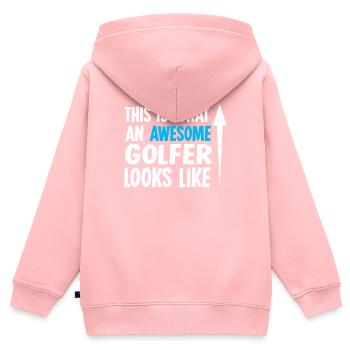 Golf golfer - Kids Premium Organic Zip-up Hoodie - rose - Back - AI Model Kid Female (0cm)