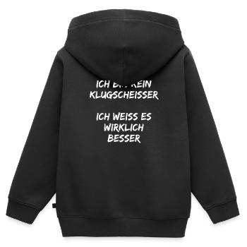 Ich bin Kein Klugscheißer ich weiß es wirklich ! - Kinder Premium Organic Zip Hoodie - Schwarz - Hinten - AI Model Kid Male (0cm)