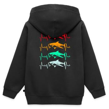Hai Fisch Haifisch Haifischflosse Haie Ozean - Kinder Premium Organic Zip Hoodie - Schwarz - Hinten - AI Model Kid Male (0cm)