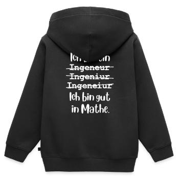 Ich bin Ingenieur. Ich bin gut in Mathe - Kinder Premium Organic Zip Hoodie - Schwarz - Hinten - AI Model Kid Male (0cm)