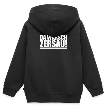 Sachsen T-Shirt sächsischer Dialekt Osten fluchen - Kinder Premium Organic Zip Hoodie - Schwarz - Hinten - AI Model Kid Male (0cm)