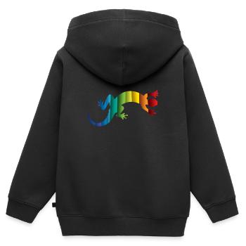 Gecko Echse Reptil Silhouette - Kinder Premium Organic Zip Hoodie - Schwarz - Hinten - AI Model Kid Male (0cm)
