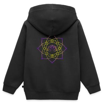 méditation - Sweat Premium à capuche zippé enfant bio - noir - Dos - AI Model Kid Male (0cm)