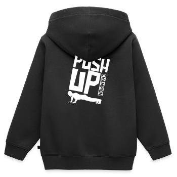 Fitness Pompes Pompes De Poids De Poids Gym - Sweat Premium à capuche zippé enfant bio - noir - Dos - AI Model Kid Male (0cm)