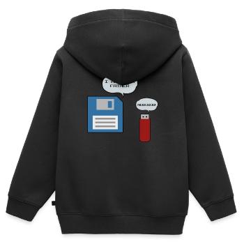 Clé USB disquette disquette ordinateur nerd - Sweat Premium à capuche zippé enfant bio - noir - Dos - AI Model Kid Male (0cm)