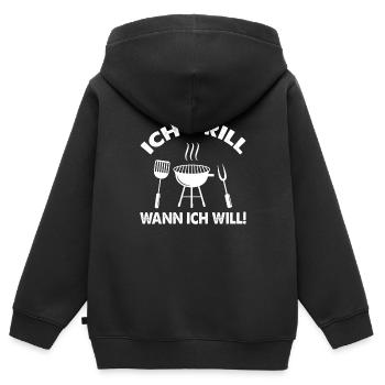 Barbecues Saison barbecue Barbecues Grillades Viande - Sweat Premium à capuche zippé enfant bio - noir - Dos - AI Model Kid Male (0cm)