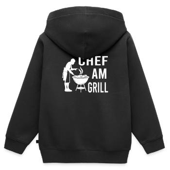 Chef am Grill Grillen Grillsaison Griller Chefkoch - Kinder Premium Organic Zip Hoodie - Schwarz - Hinten - AI Model Kid Male (0cm)