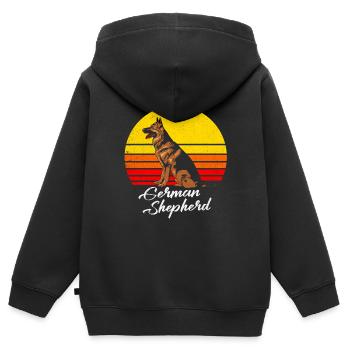 German Shepherd - Kids Premium Organic Zip-up Hoodie - black - Back - AI Model Kid Male (0cm)