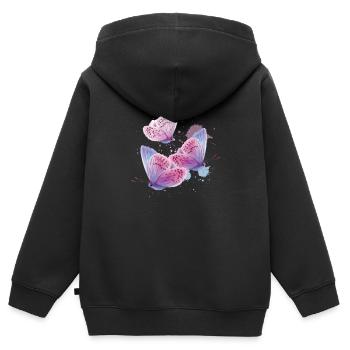 Transformation papillon - Sweat Premium à capuche zippé enfant bio - noir - Dos - AI Model Kid Male (0cm)