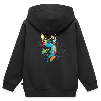 Deutscher Schäferhund Hund Wachhund IPO Diensthund - Kinder Premium Organic Zip Hoodie - Schwarz - Hinten - AI Model Kid Male (0cm)