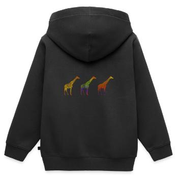 Giraffe Savanne - Kinder Premium Organic Zip Hoodie - Schwarz - Hinten - AI Model Kid Male (0cm)