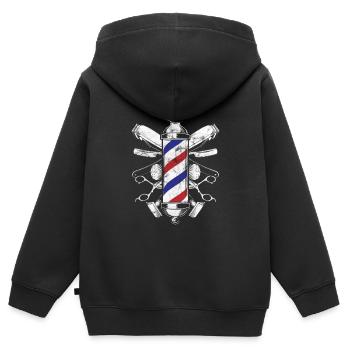 Barber Friseur Haare - Kinder Premium Organic Zip Hoodie - Schwarz - Hinten - AI Model Kid Male (0cm)