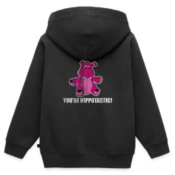 Nilpferd - Kinder Premium Organic Zip Hoodie - Schwarz - Hinten - AI Model Kid Male (0cm)