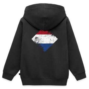 Niederlande - Kinder Premium Organic Zip Hoodie - Schwarz - Hinten - AI Model Kid Male (0cm)