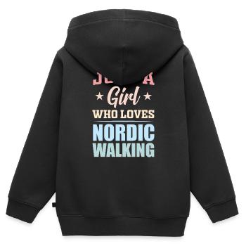 Marche nordique - Sweat Premium à capuche zippé enfant bio - noir - Dos - AI Model Kid Male (0cm)