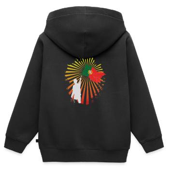 Portugal - Kinder Premium Organic Zip Hoodie - Schwarz - Hinten - AI Model Kid Male (0cm)