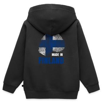 Finland Finland - Sweat Premium à capuche zippé enfant bio - noir - Dos - AI Model Kid Male (0cm)
