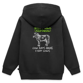 Anti Vegan Vegetarier Fleischesser Fleisch - Kinder Premium Organic Zip Hoodie - Schwarz - Hinten - AI Model Kid Male (0cm)