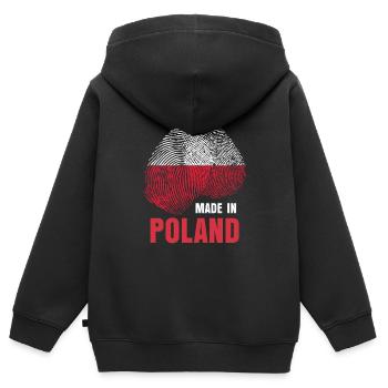 Pologne Pologne Polska - Sweat Premium à capuche zippé enfant bio - noir - Dos - AI Model Kid Male (0cm)
